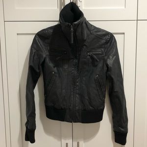Black Faux Leather Sparkle & Fade Jacket
